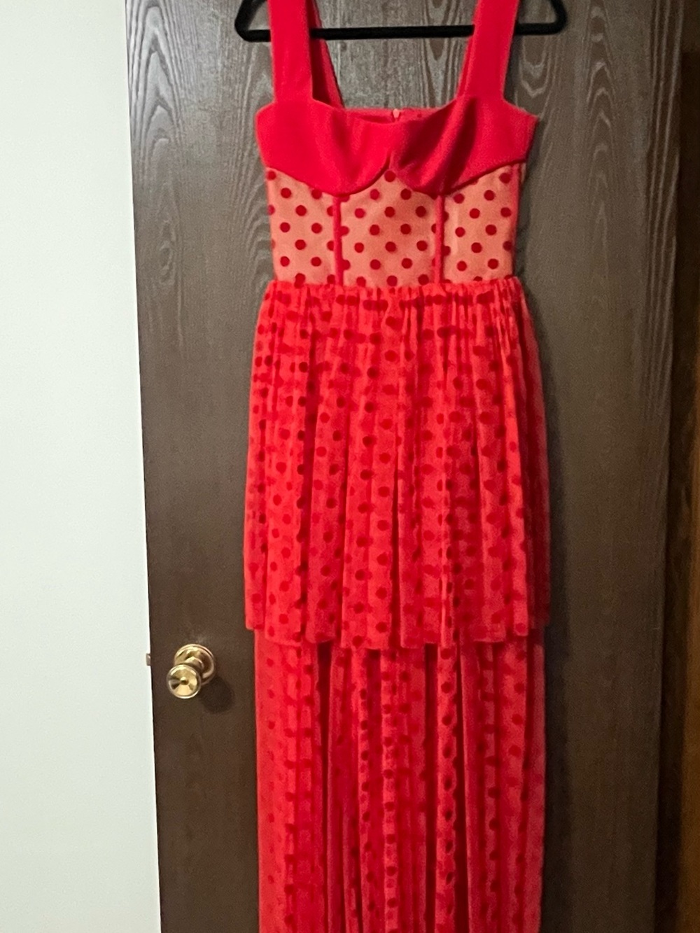 Rasario Red Polka Dot Tiered Strappy Formal Dress NWT